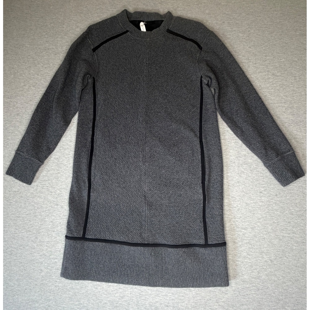Lululemon On Repeat Gray Textured Knit Long Sleeve Mock Neck Mini Dress 6 - Picture 5 of 11